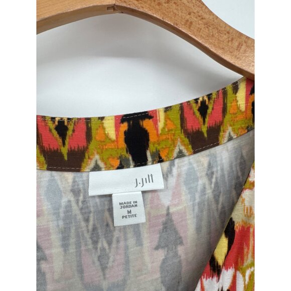 J.Jill Womens maxii Dress size medium petite Geometric Print V-Neck Short Sleeve - Picture 3 of 7